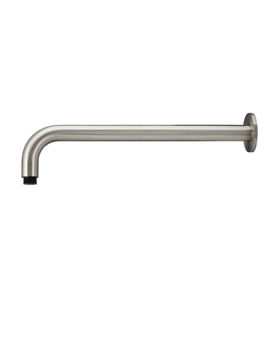 Round Wall Shower Curved Arm 400mm Brushed Nickel