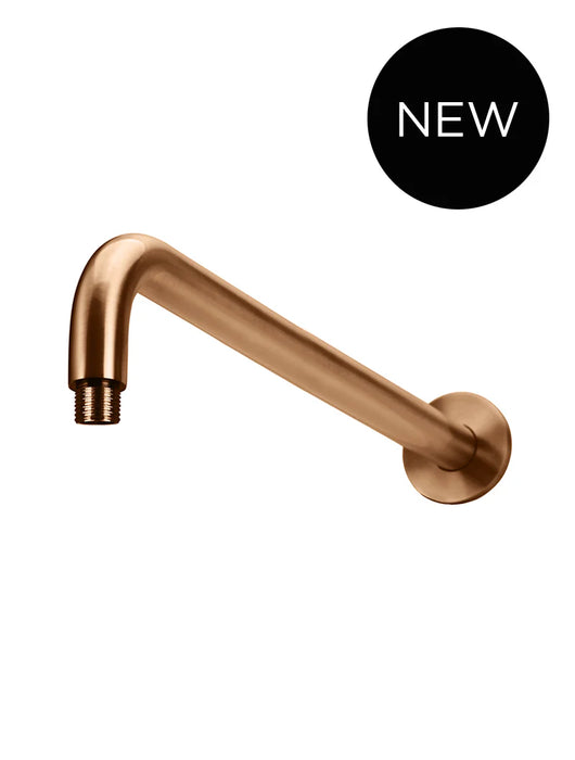 Round Wall Shower Curved Arm 400mm Lustre Bronze