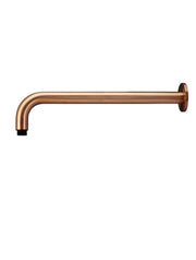 Round Wall Shower Curved Arm 400mm lustre bronze