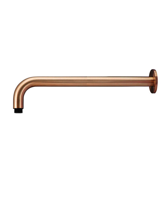 Round Wall Shower Curved Arm 400mm lustre bronze