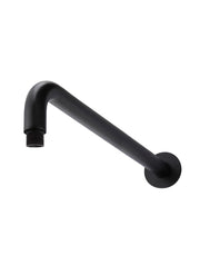 Round Wall Shower Curved Arm 400mm matte black