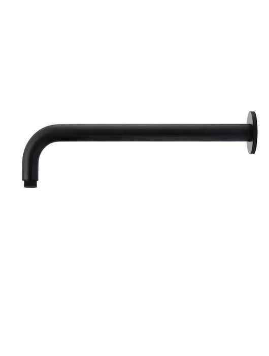 Round Wall Shower Curved Arm 400mm matte black