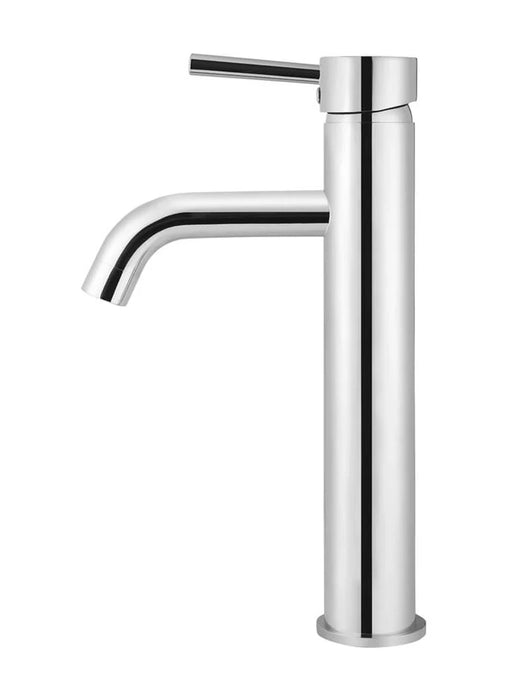 Meir Round Tall Basin Mixer Curved chrome