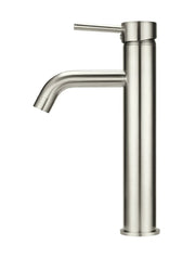 Meir Round Tall Basin Mixer Curved brushed nickel