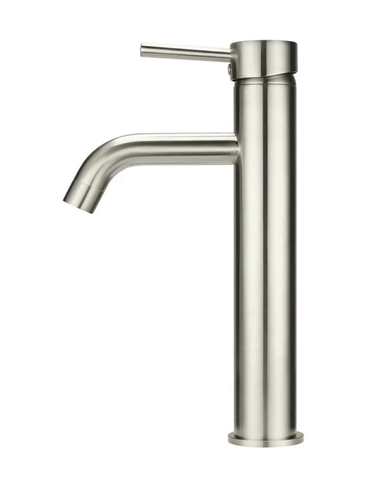 Meir Round Tall Basin Mixer Curved brushed nickel