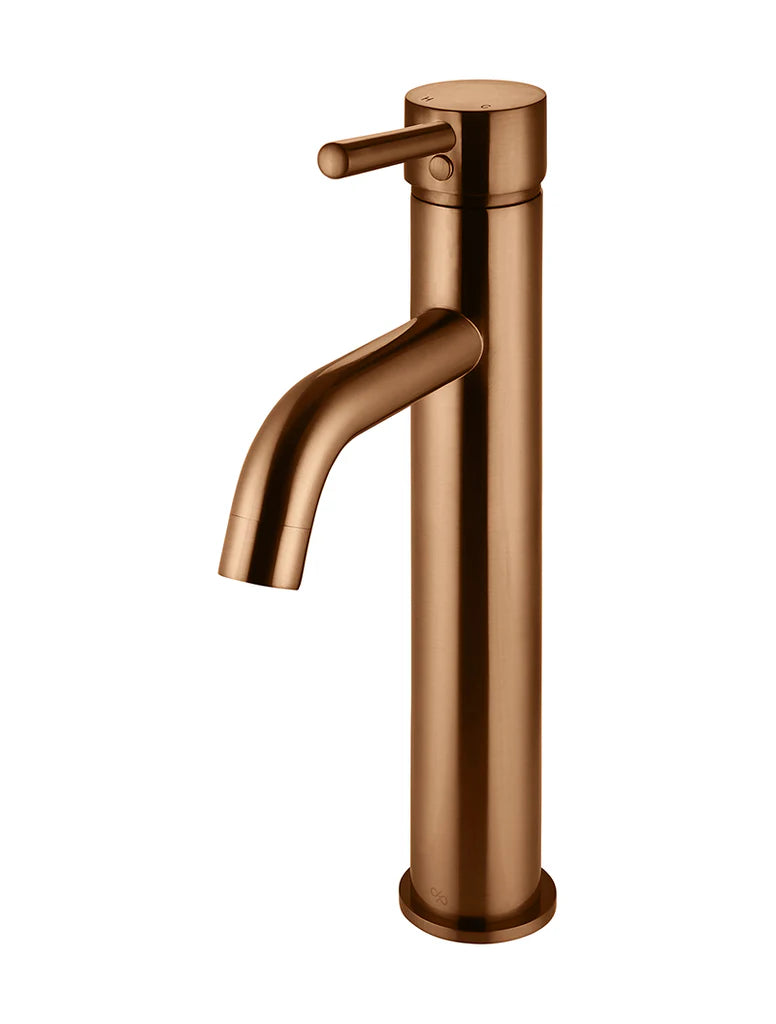 Meir Round Tall Basin Mixer Curved lustre bronze