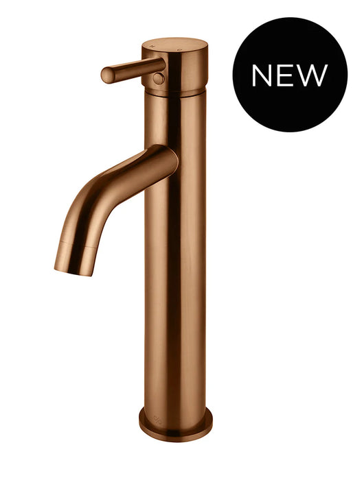 Meir Round Tall Basin Mixer Curved lustre bronze