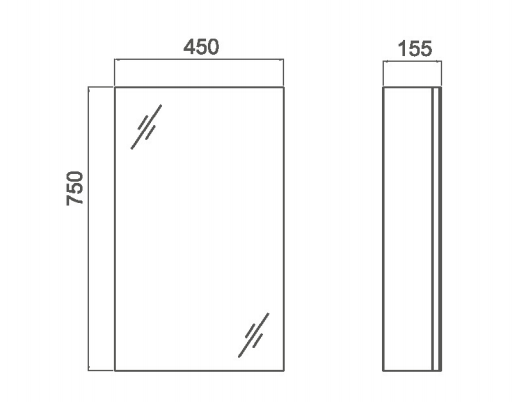 BNK Naga 450mm Plywood Timber Wood Grain Shaving Mirror Cabinet Pencil Edge.