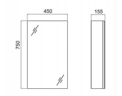 Naga 450mm Plywood Timber Wood Grain Shaving Mirror Cabinet Pencil Edge.