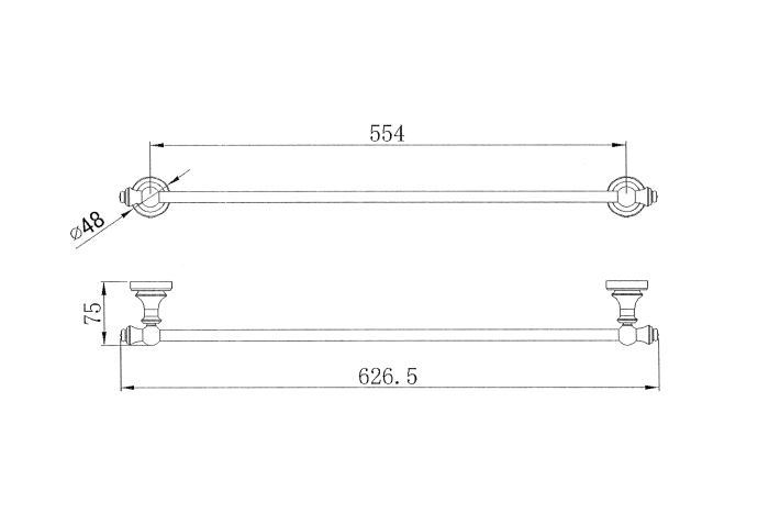 Modern National Medoc Single Towel Rail 600mm