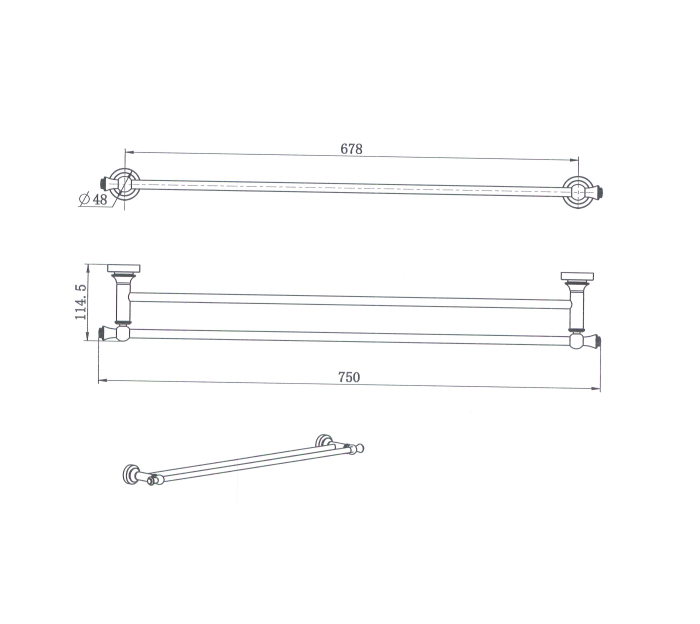 MODERN NATIONAL Medoc Double Towel Rail 750mm