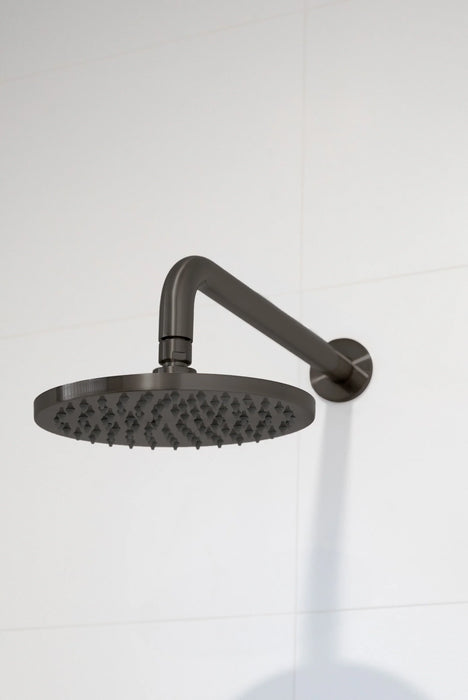 Round Wall Shower Curved Arm 400mm shadow