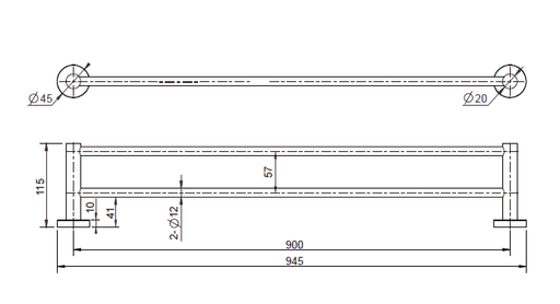 MODERN NATIONAL Mirage Double Towel Rail 900mm