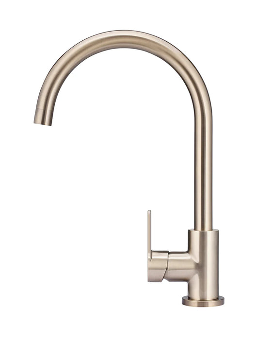 Meir Round Gooseneck Kitchen Mixer Tap with Paddle Handle