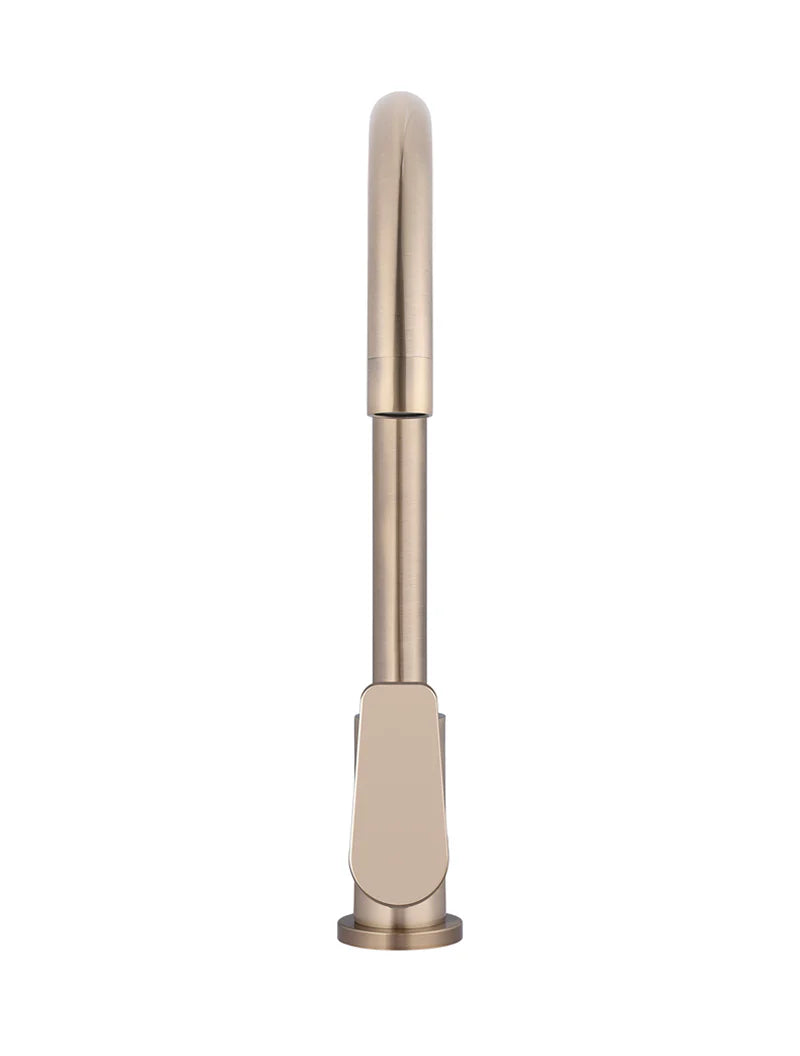 Meir Round Gooseneck Kitchen Mixer Tap with Paddle Handle