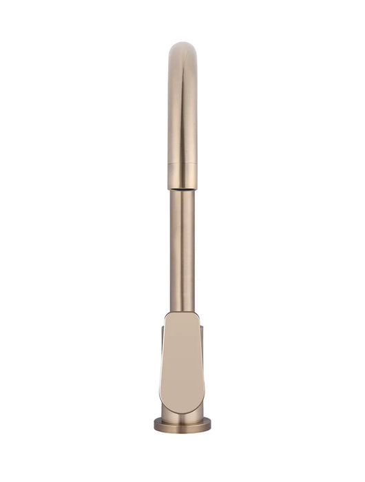 Meir Round Gooseneck Kitchen Mixer Tap with Paddle Handle
