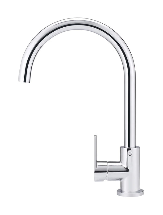 Meir Round Gooseneck Kitchen Mixer Tap with Paddle Handle