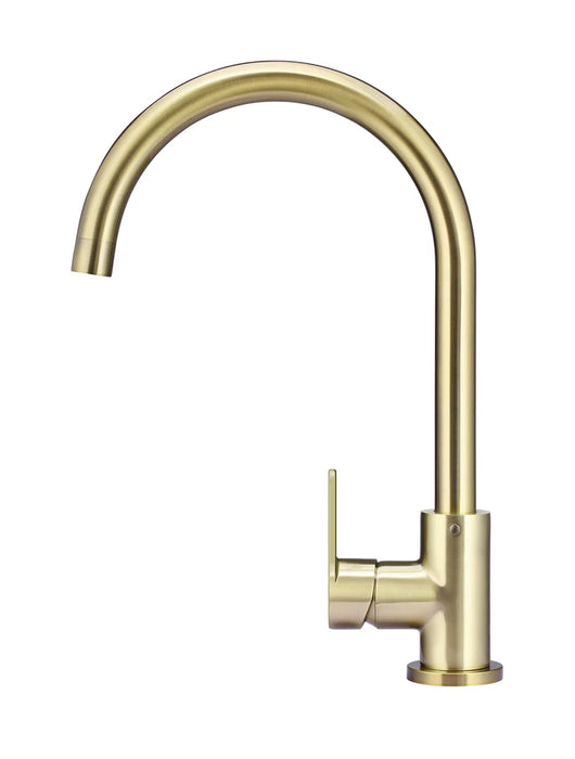 Meir Round Gooseneck Kitchen Mixer Tap with Paddle Handle