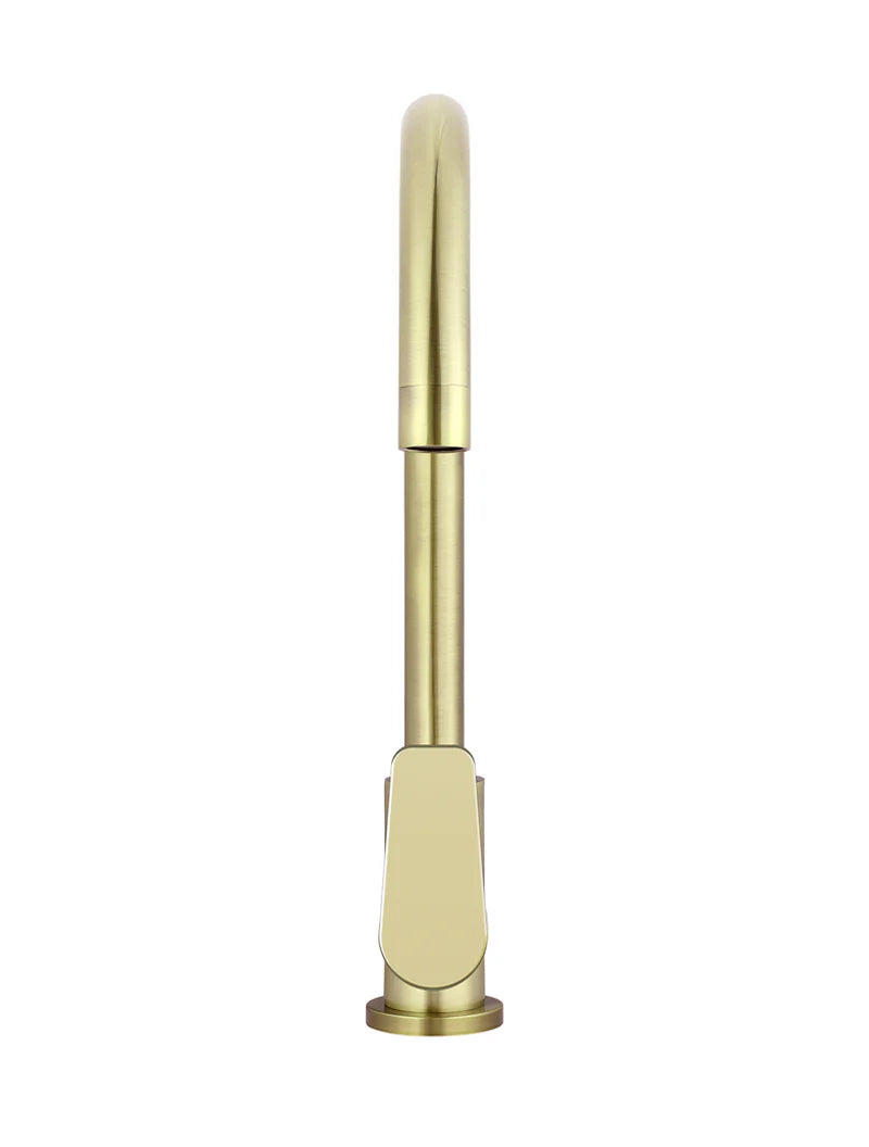 Meir Round Gooseneck Kitchen Mixer Tap with Paddle Handle
