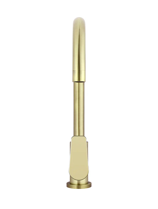 Meir Round Gooseneck Kitchen Mixer Tap with Paddle Handle