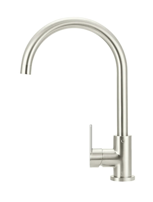 Meir Round Gooseneck Kitchen Mixer Tap with Paddle Handle
