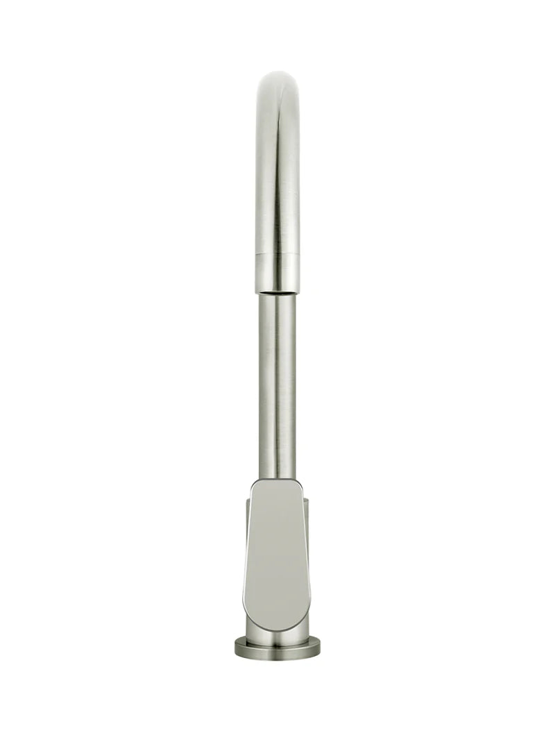 Meir Round Gooseneck Kitchen Mixer Tap with Paddle Handle