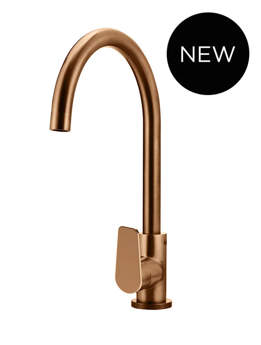 Meir Round Gooseneck Kitchen Mixer Tap with Paddle Handle