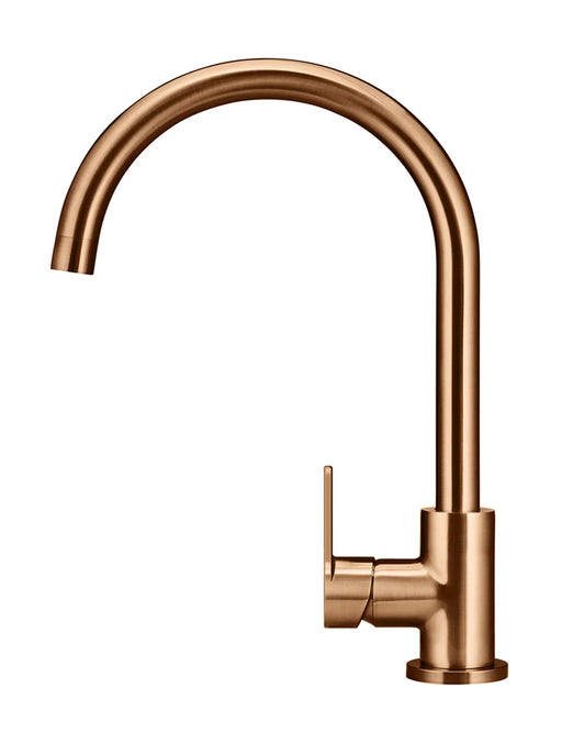 Meir Round Gooseneck Kitchen Mixer Tap with Paddle Handle