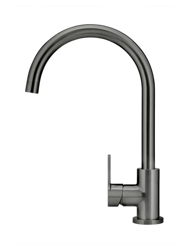 Meir Round Gooseneck Kitchen Mixer Tap with Paddle Handle