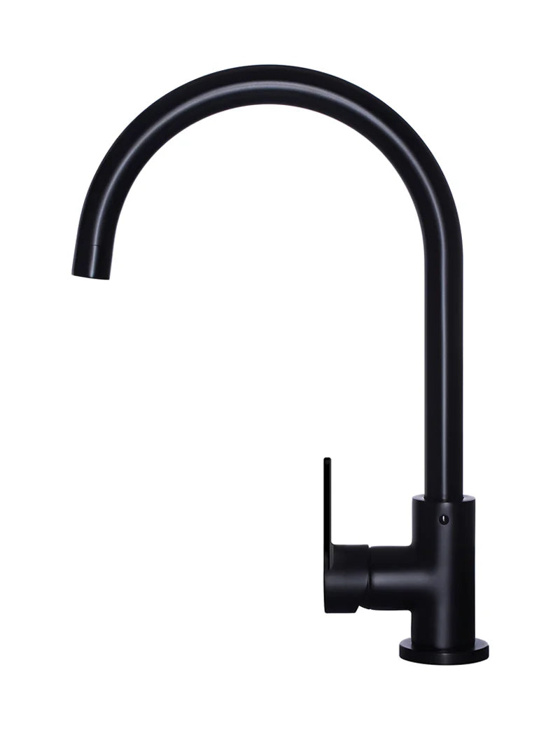 Meir Round Gooseneck Kitchen Mixer Tap with Paddle Handle