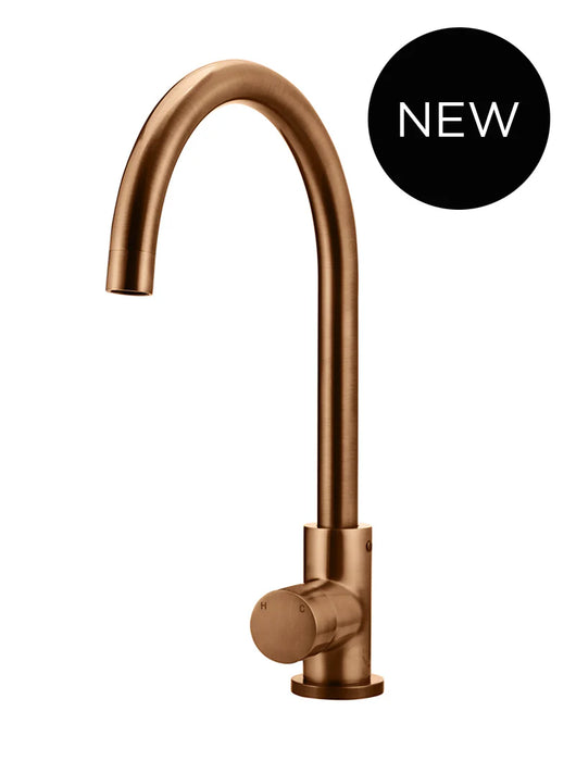 Meir Round Gooseneck Kitchen Mixer Tap with Pinless Handle
