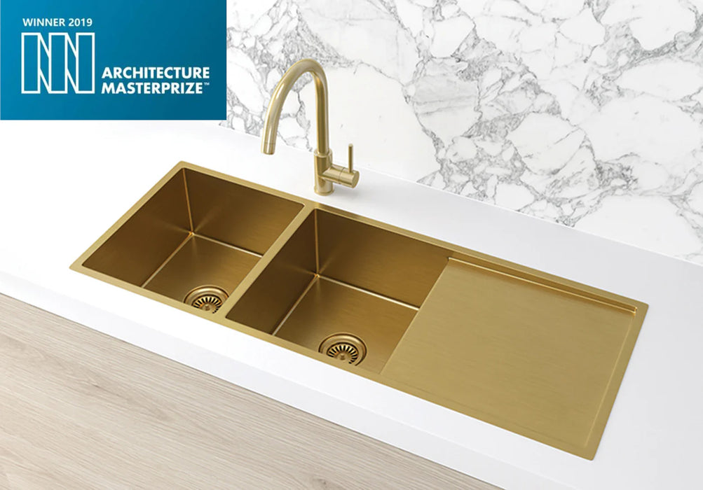Meir Lavello Kitchen Sink - Double Bowl & Drainboard 1160 x 440