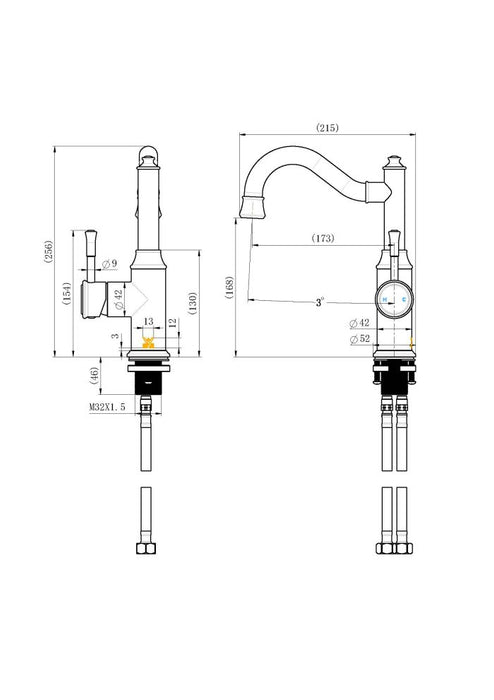 MODERN NATIONAL Montpellier Shepherd’s Crook High Rise Basin Mixer