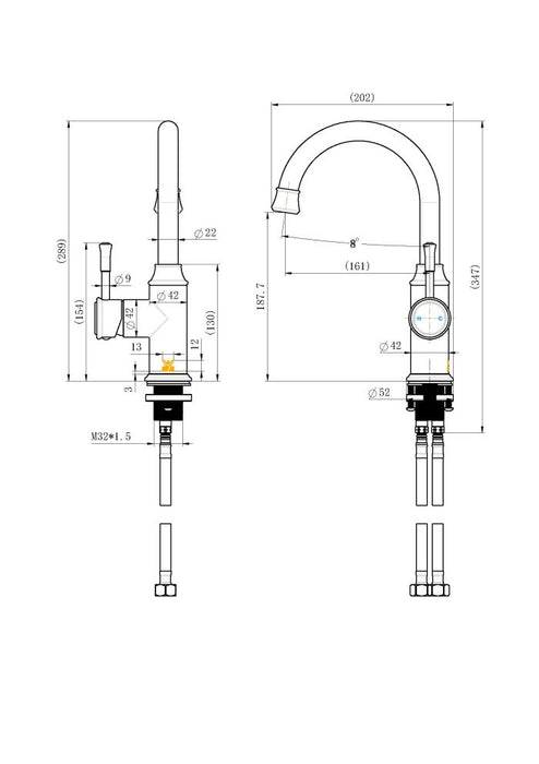 MODERN NATIONAL Montpellier Gooseneck High Rise Basin Mixer