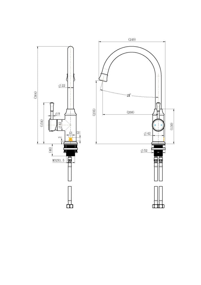 Modern National Montpellier Gooseneck  Kitchen Mixer