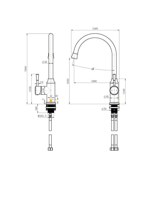 Modern National Montpellier Gooseneck  Kitchen Mixer