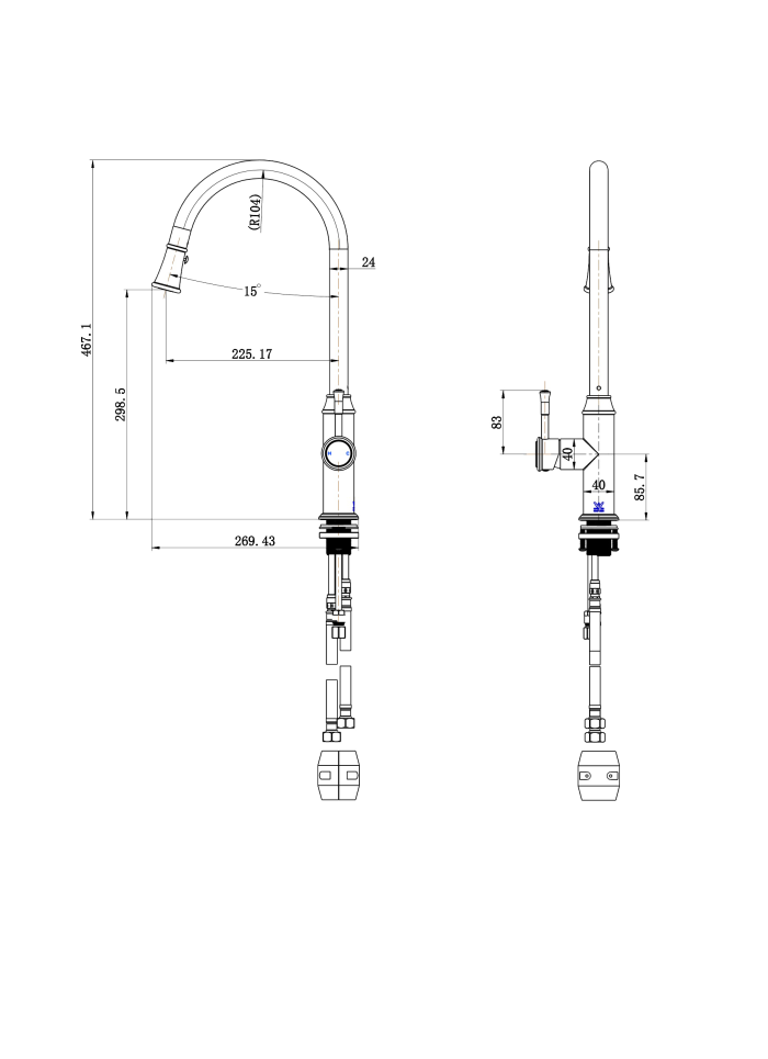 Modern National Montpellier Pull Out Kitchen Mixer