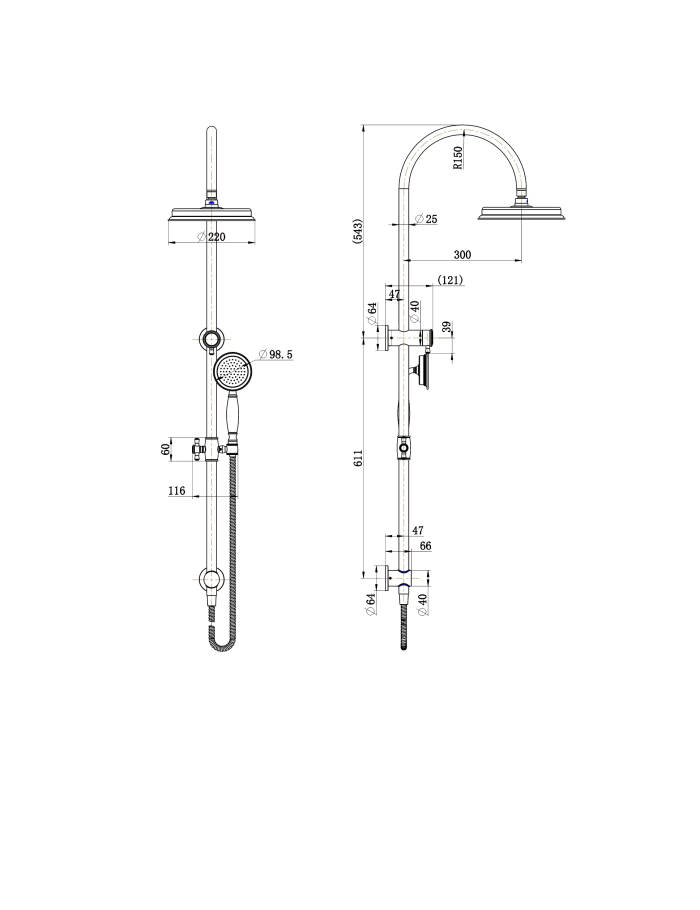 Modern National Montpellier Twin Shower Column Set