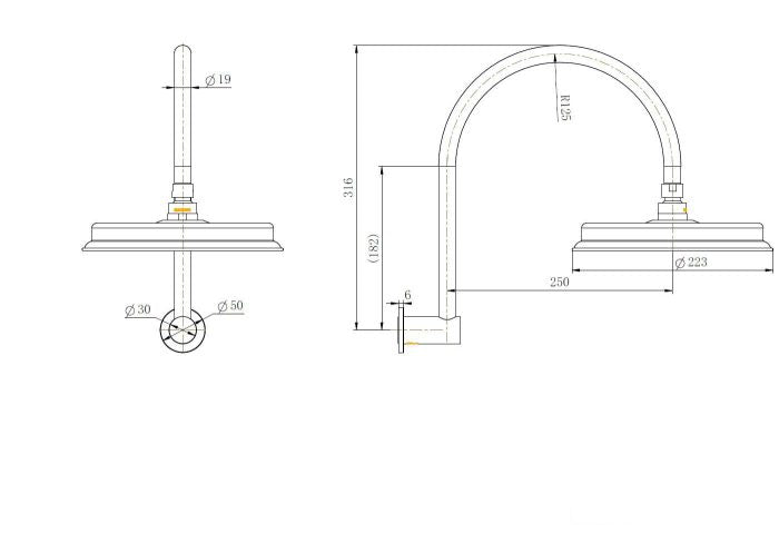 Modern National Montpellier Shower Arm & Head