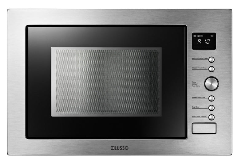 Dilusso Appliances 34L Built in Microwave Oven with Grill - 1000W microwave + 1100W grill, stainless steel trim
