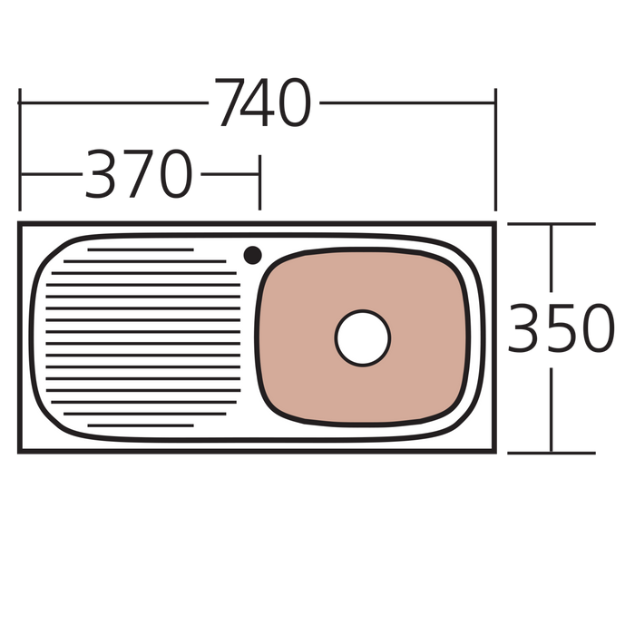 Oliveri Martini Single Bowl Sink With Drainer 740 x 350 MM Sink