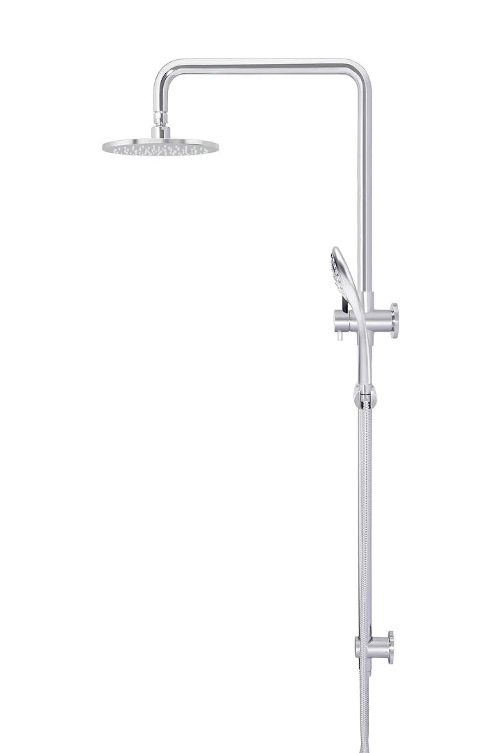 Meir Round Combination Shower Rail, 200mm Rose, Three-Function Hand Shower