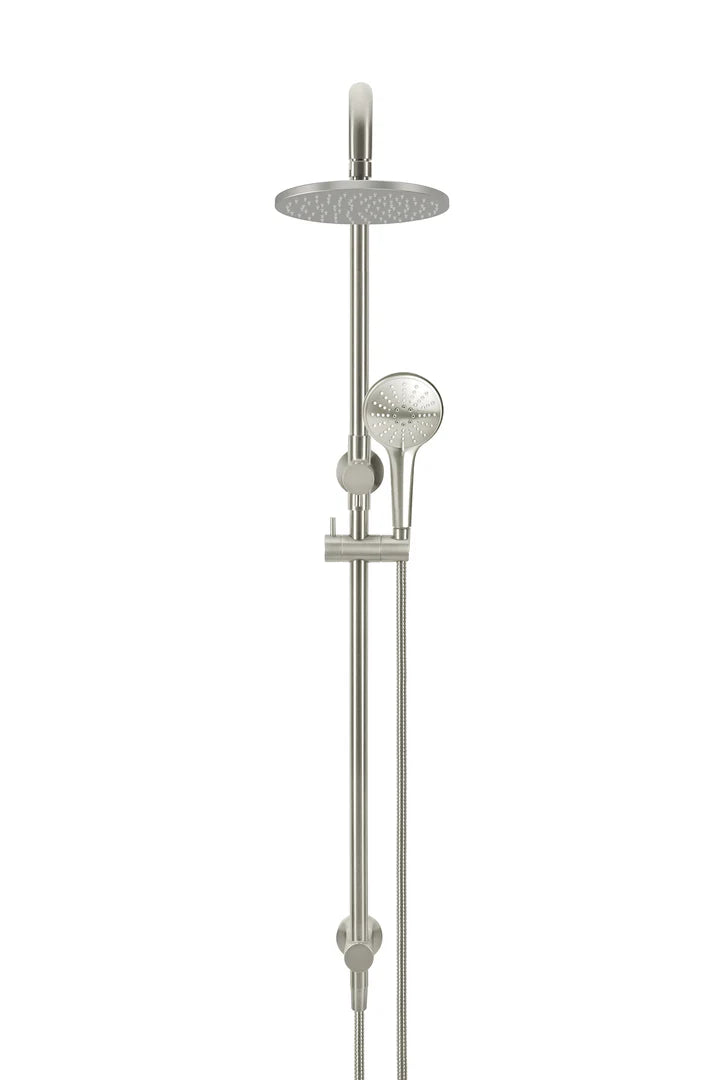 Meir Round Combination Shower Rail, 200mm Rose, Three-Function Hand Shower