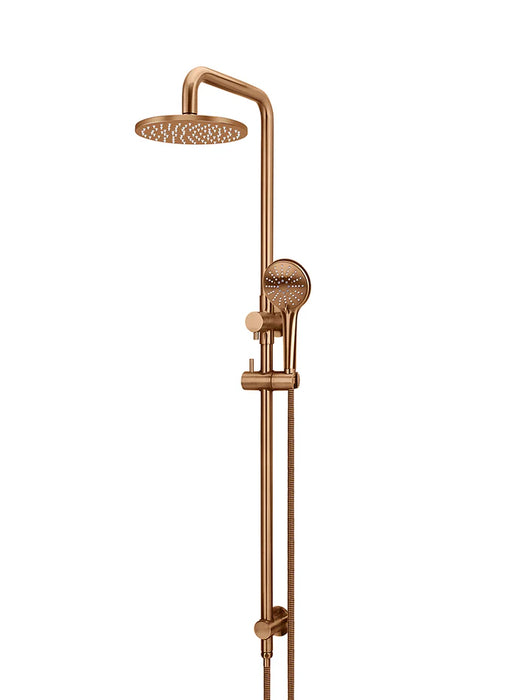Meir Round Combination Shower Rail, 200mm Rose, Three-Function Hand Shower
