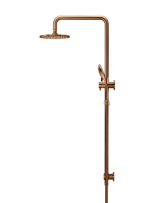 Meir Round Combination Shower Rail, 200mm Rose, Three-Function Hand Shower