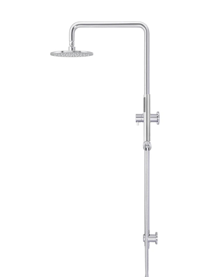 Meir Round Combination Shower Rail, 200mm Rose, Single Function Hand Shower