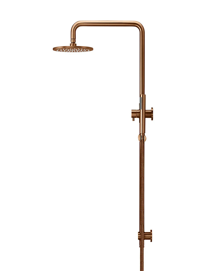 Meir Round Combination Shower Rail, 200mm Rose, Single Function Hand Shower