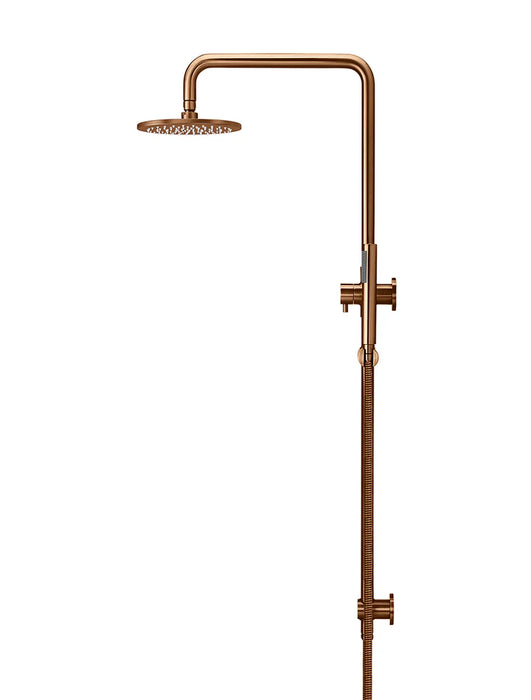 Meir Round Combination Shower Rail, 200mm Rose, Single Function Hand Shower