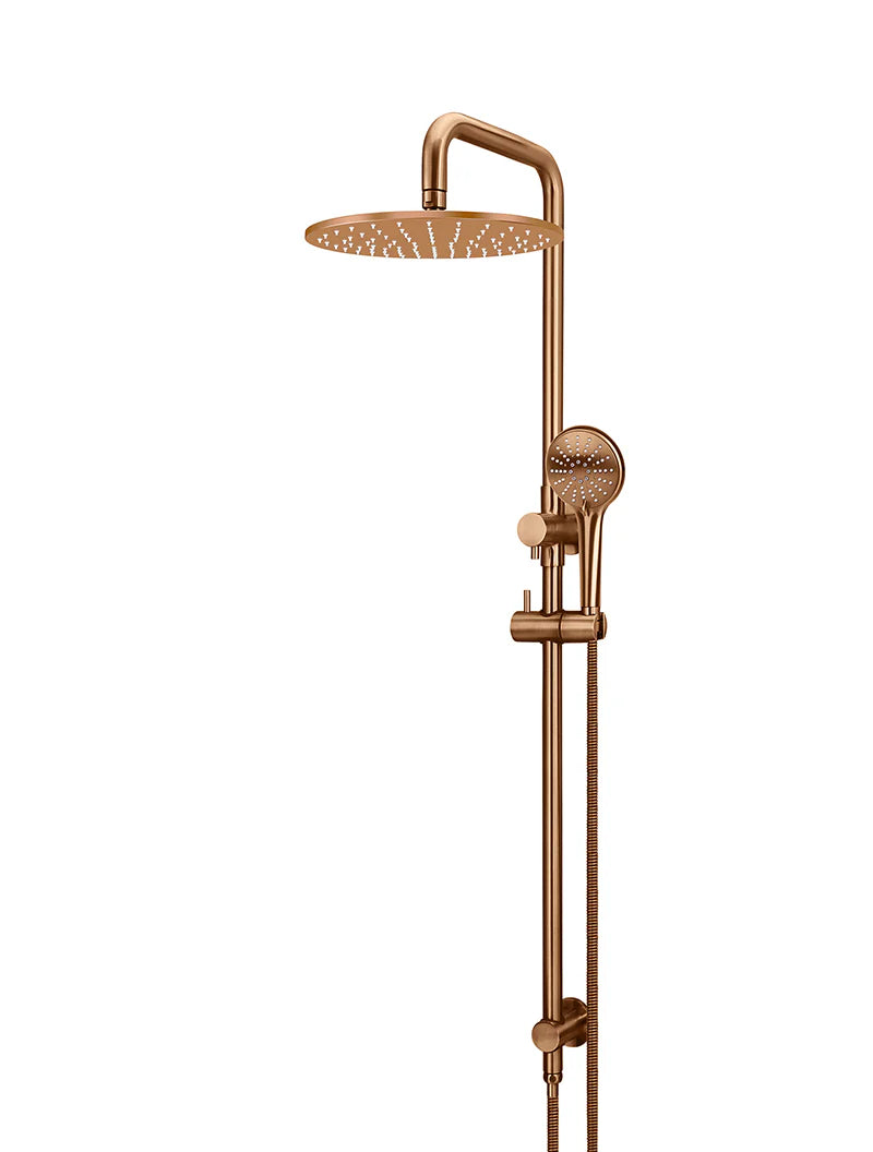 Meir Round Combination Shower Rail 300mm Rose, Three Function Hand Sho
