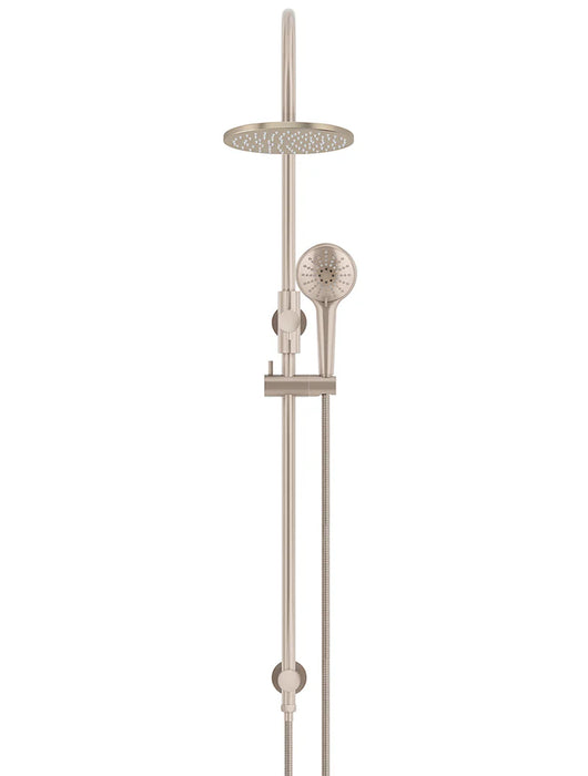 Meir Round Gooseneck Shower Set with 200mm rose, Three-Function Hand Shower